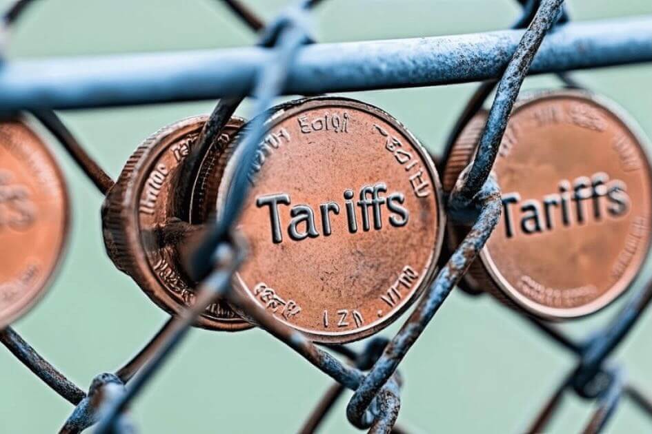 copper coins in chain link fence with the word
